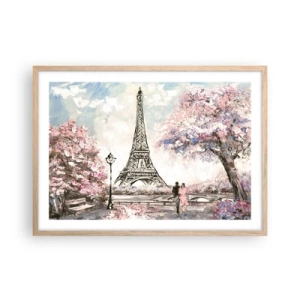 Poster in cornice rovere chiaro - Passeggiata a Parigi in aprile - 70x50 cm