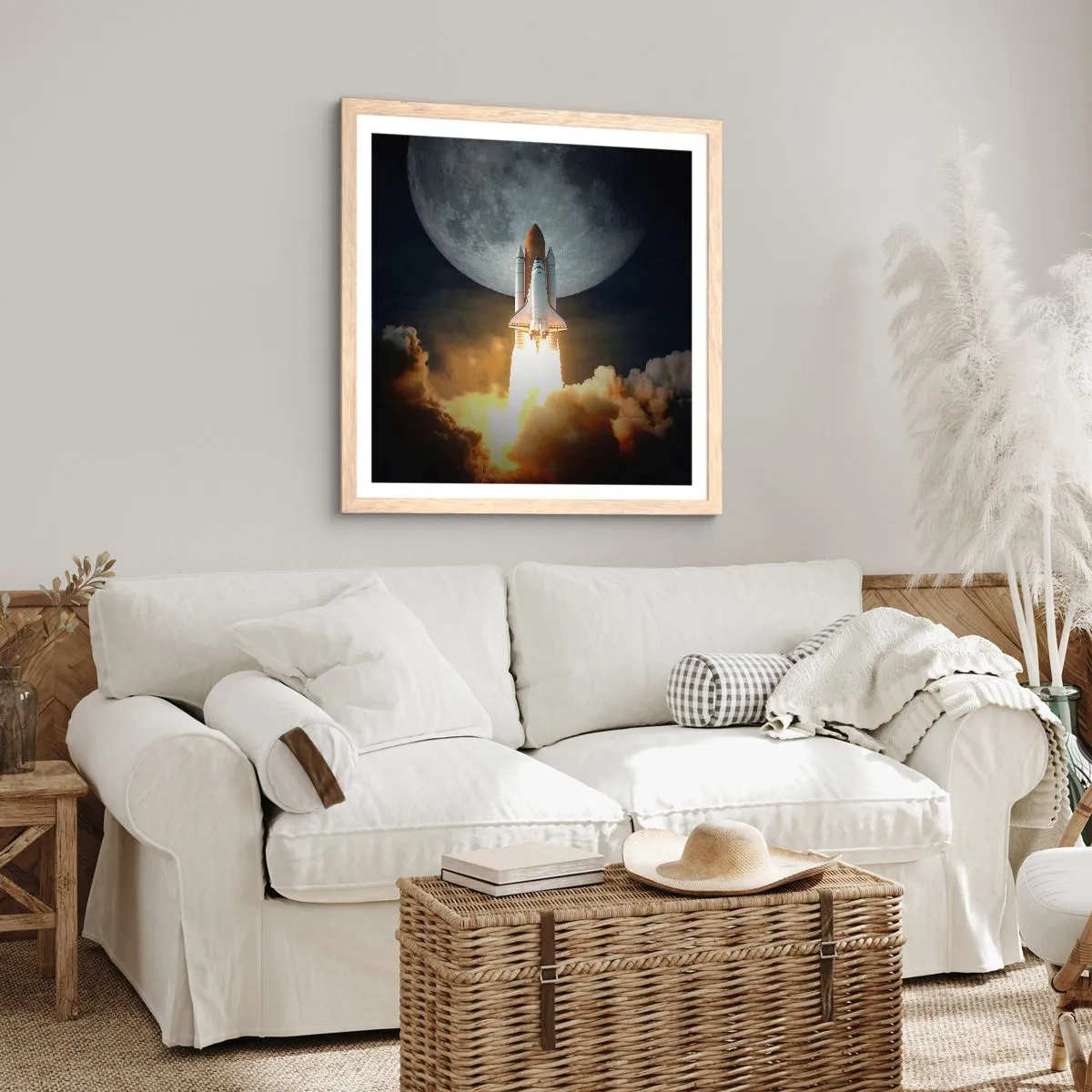 Poster in cornice rovere chiaro - L'inizio di un'avventura spaziale - 40x40 cm