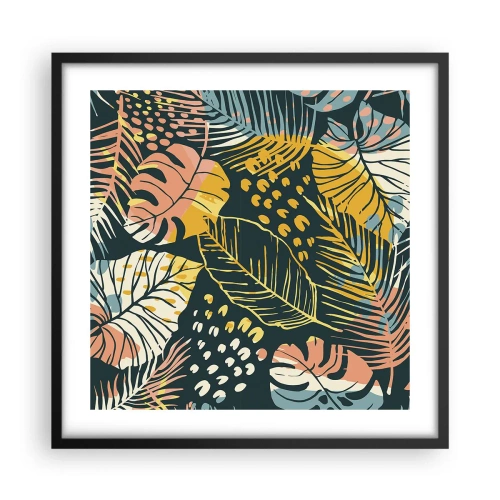 Poster in cornice nera - Fantasia di foglie - 50x50 cm