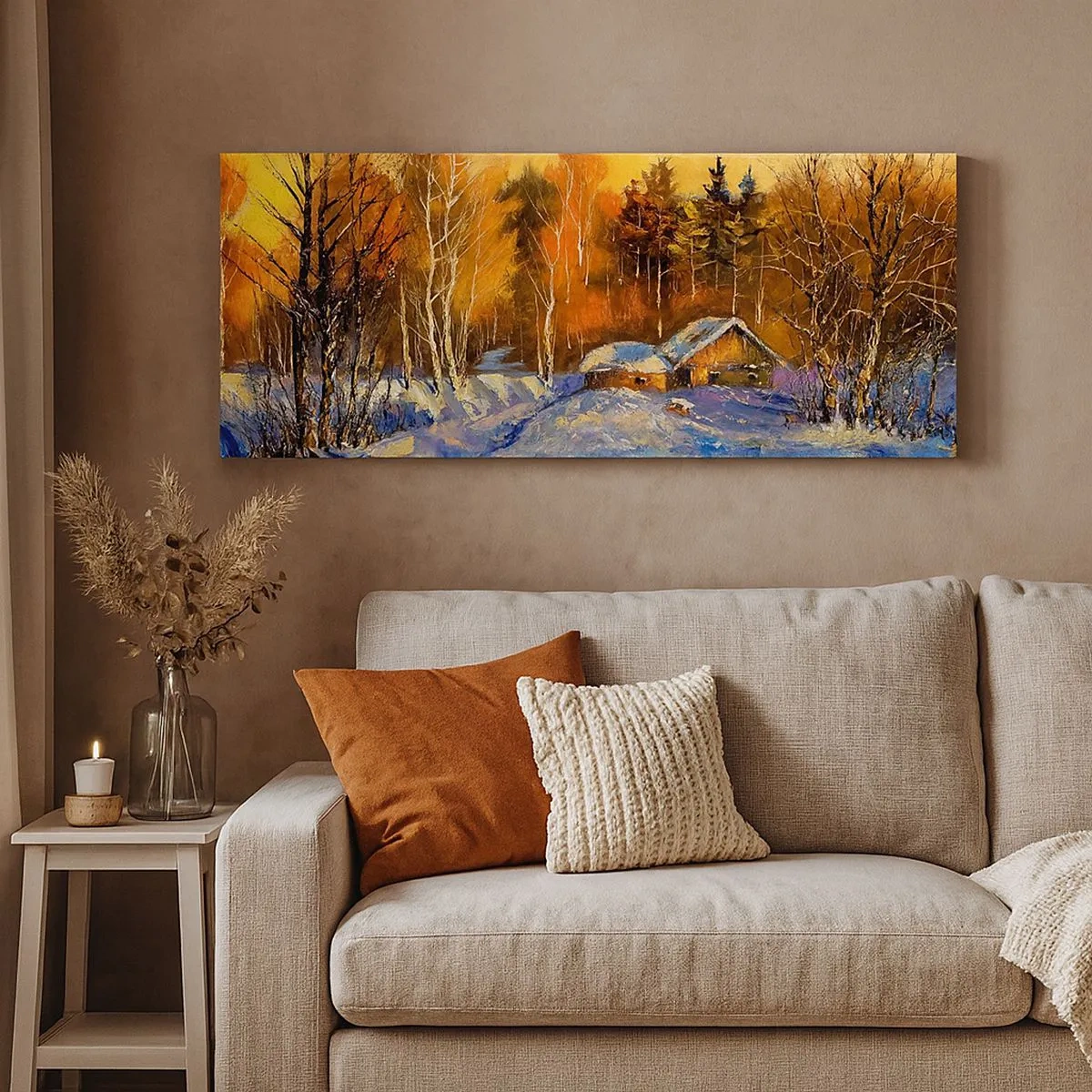 Quadro su tela - Stampe su Tela - Impressionismo invernale al sole - 100x40 cm