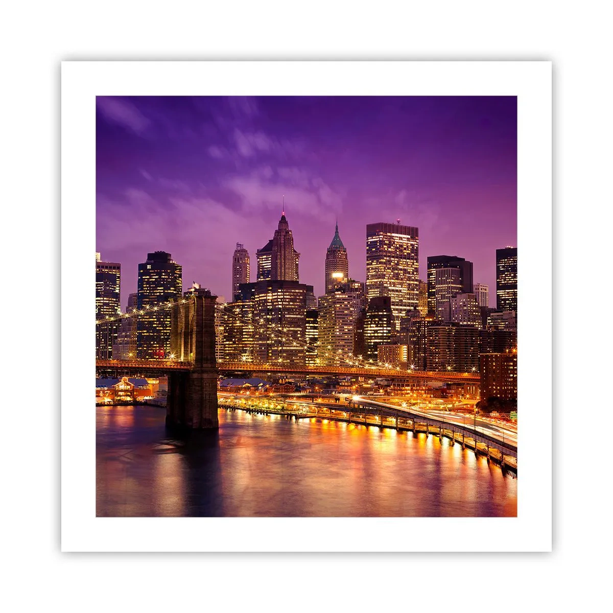 Poster - Manhattan in viola e oro - 50x50 cm