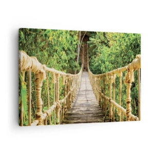 Quadro su tela - Stampe su Tela - Un ponte sospeso in una foresta tropicale ricca di vegetazione - 70x50cm - Sospeso nel verde - Decorazione murale moderna per soggiorno e camera da letto ARTTOR