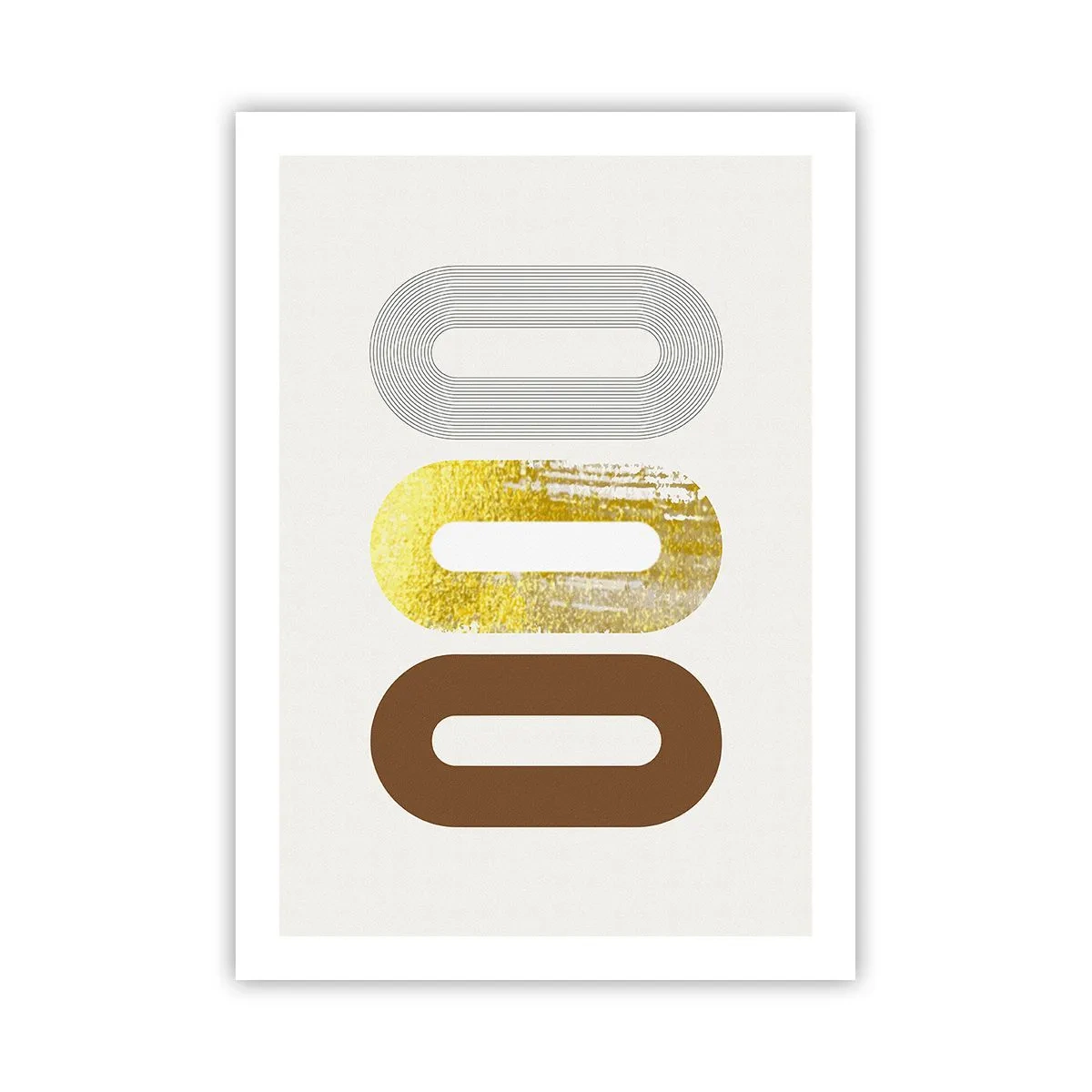 Poster - Forme geometriche nei toni dell'oro, del marrone e del grigio - 50x70cm - Ohh! - Decorazione murale moderna per soggiorno e camera da letto ARTTOR