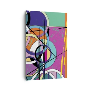 Quadro su tela - Stampe su Tela - Astrazione colorata con cerchi geometrici - 80x120cm - Un cerchio dietro l'altro - Decorazione murale moderna per soggiorno e camera da letto ARTTOR