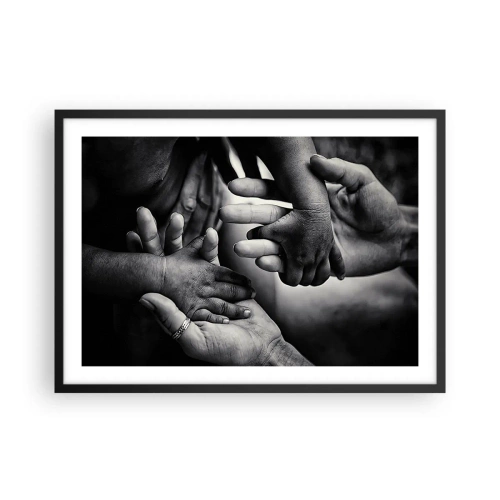 Poster in cornice nera - Mani bianche e nere di diverse generazioni - 70x50cm - Umanità - Decorazione murale moderna per soggiorno e camera da letto ARTTOR