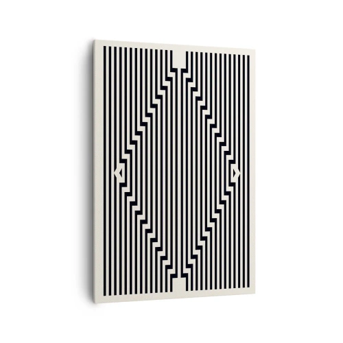 Quadro su tela - Stampe su Tela - Linee bianche e nere che creano un effetto di illusione geometrica - 70x100cm - Illusione geometrica - Decorazione murale moderna per soggiorno e camera da letto ARTTOR