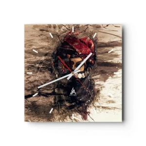 Orologio da parete - Orologio in Vetro - Ritratto artistico di una donna in abiti orientali su uno sfondo astratto. - 30x30cm - Quantomeno inquietante - Decorazione murale moderna per soggiorno e camera da letto ARTTOR