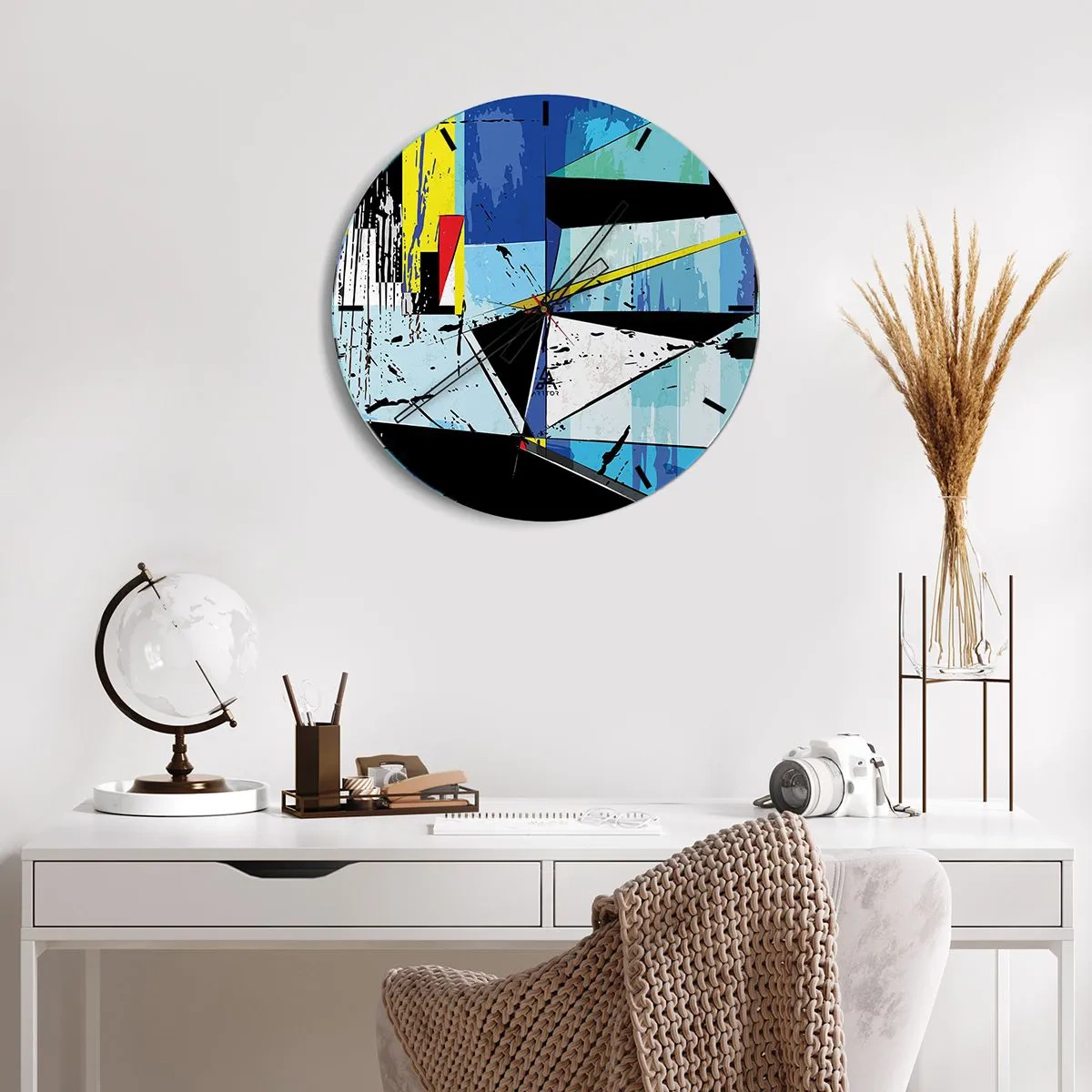 Orologio da parete - Orologio in Vetro - Guardando il mondo da un'angolazione... - 40x40 cm