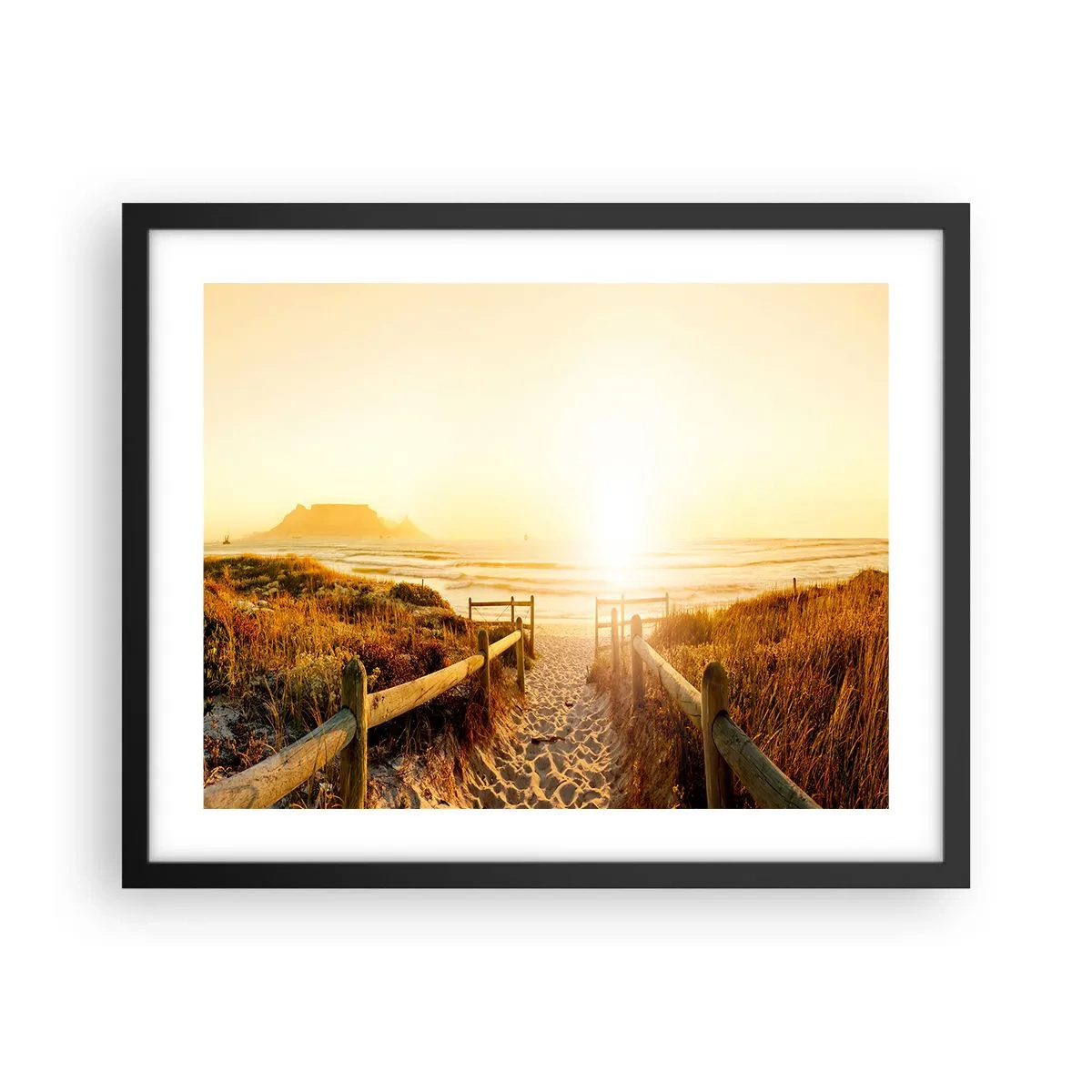 Poster in cornice nera - Attraverso la duna, verso il sole - 50x40 cm