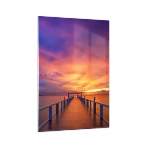 Quadro su vetro - Un molo che conduce al mare durante il tramonto - 70x100cm - Senza fine - Decorazione murale moderna per soggiorno e camera da letto ARTTOR