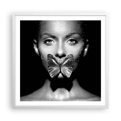 Poster in cornice bianca - Il bacio delle farfalle - 60x60 cm