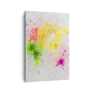 Quadro su tela - Stampe su Tela - Una mappa del mondo in un'interpretazione colorata ad acquerello - 70x100cm - Tutti i colori del mondo - Decorazione murale moderna per soggiorno e camera da letto ARTTOR