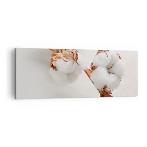 Quadro su tela - Stampe su Tela - Un rametto di cotone su uno sfondo sottile - 140x50cm - Semplicemente un abbraccio - Decorazione murale moderna per soggiorno e camera da letto ARTTOR