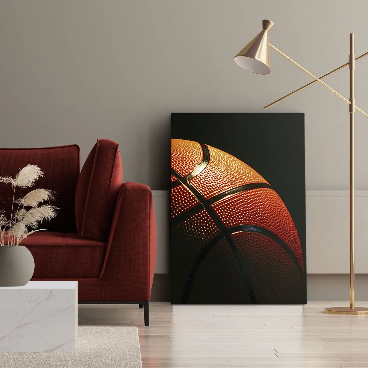 Quadro su tela - Stampe su Tela - Primo piano di un pallone da basket su sfondo nero - 50x70cm - Bella come un pianeta - Decorazione murale moderna per soggiorno e camera da letto ARTTOR