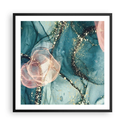 Poster in cornice nera - Blu di seta, rosa di tulle - 60x60 cm