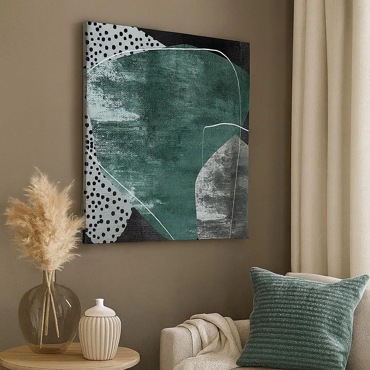 Quadro su tela - Stampe su Tela - Astrazione colorata con petalo d'oro - 30x30 cm