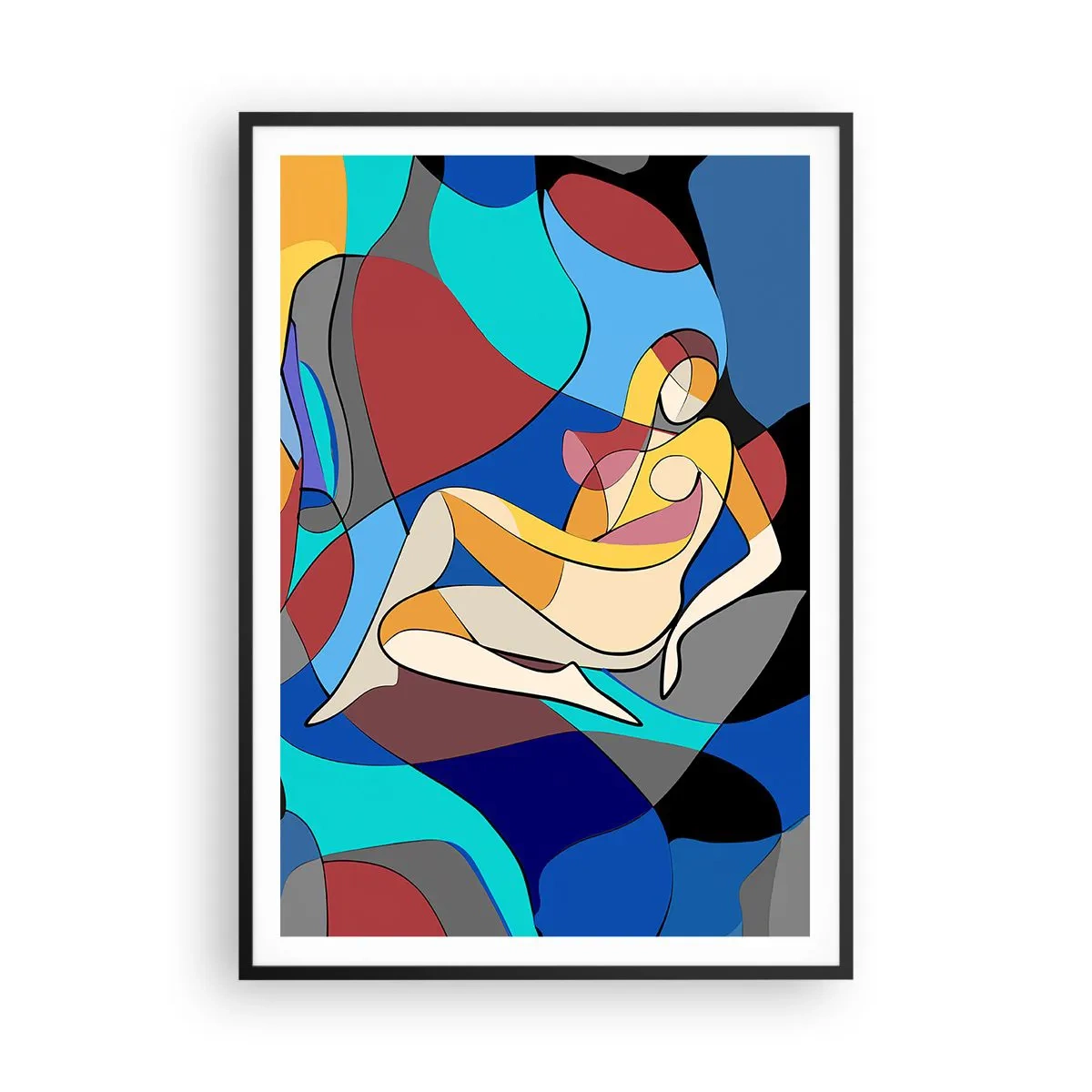 Poster in cornice nera - Nudo cubista - 70x100 cm