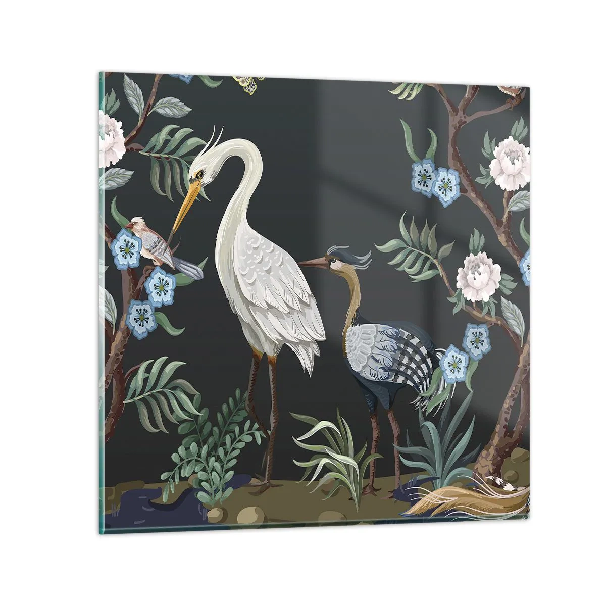 Quadro su vetro - La parata degli uccelli - 70x70 cm