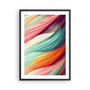 Poster in cornice nera - Una composizione astratta di linee ondulate dai colori intensi. - 50x70cm - Intreccio arcobaleno - Decorazione murale moderna per soggiorno e camera da letto ARTTOR