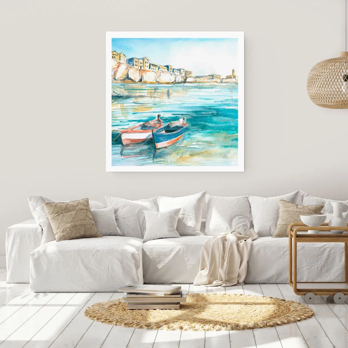 Poster - Paesaggio in azzurro - 40x40 cm