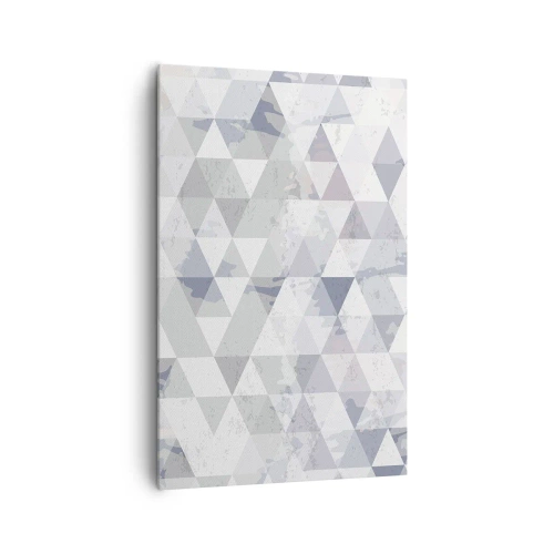 Quadro su tela - Stampe su Tela - Motivo geometrico a triangolo in tonalità pastello - 80x120cm - Al ritmo di tre - Decorazione murale moderna per soggiorno e camera da letto ARTTOR