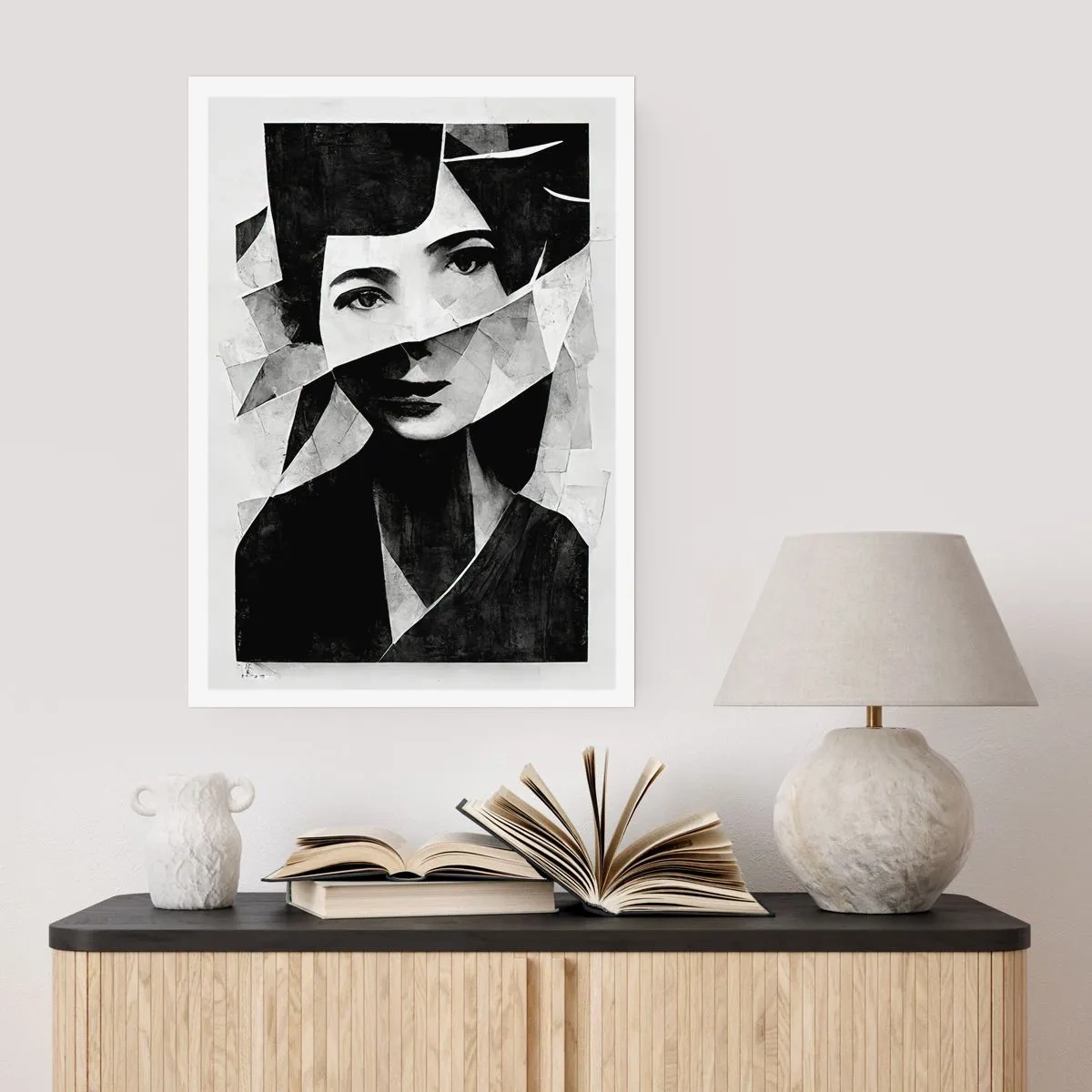 Poster - Ritratto di una donna in una composizione astratta - 50x70cm - Come sei veramente... - Decorazione murale moderna per soggiorno e camera da letto ARTTOR