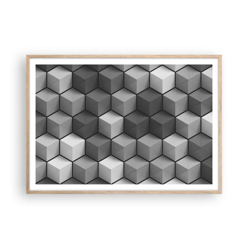 Poster in cornice rovere chiaro - Puzzle cubista - 100x70 cm