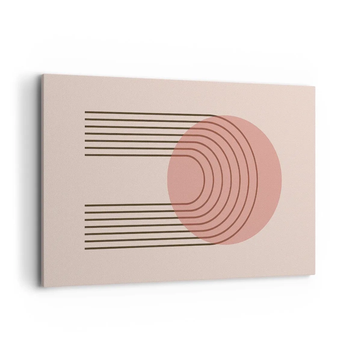 Quadro su tela - Stampe su Tela - Motivo astratto con cerchio rosa e linee - 120x80cm - Attrazione irresistibile - Decorazione murale moderna per soggiorno e camera da letto ARTTOR