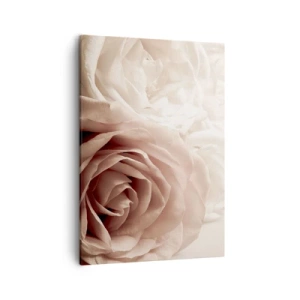 Quadro su tela - Stampe su Tela - Delicate rose in tonalità pastello del beige - 50x70cm - Nel cuore della rosa - Decorazione murale moderna per soggiorno e camera da letto ARTTOR