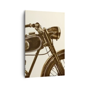 Quadro su tela - Stampe su Tela - Una motocicletta retrò d'epoca su uno sfondo chiaro - 80x120cm - Nostalgia per la classicità - Decorazione murale moderna per soggiorno e camera da letto ARTTOR