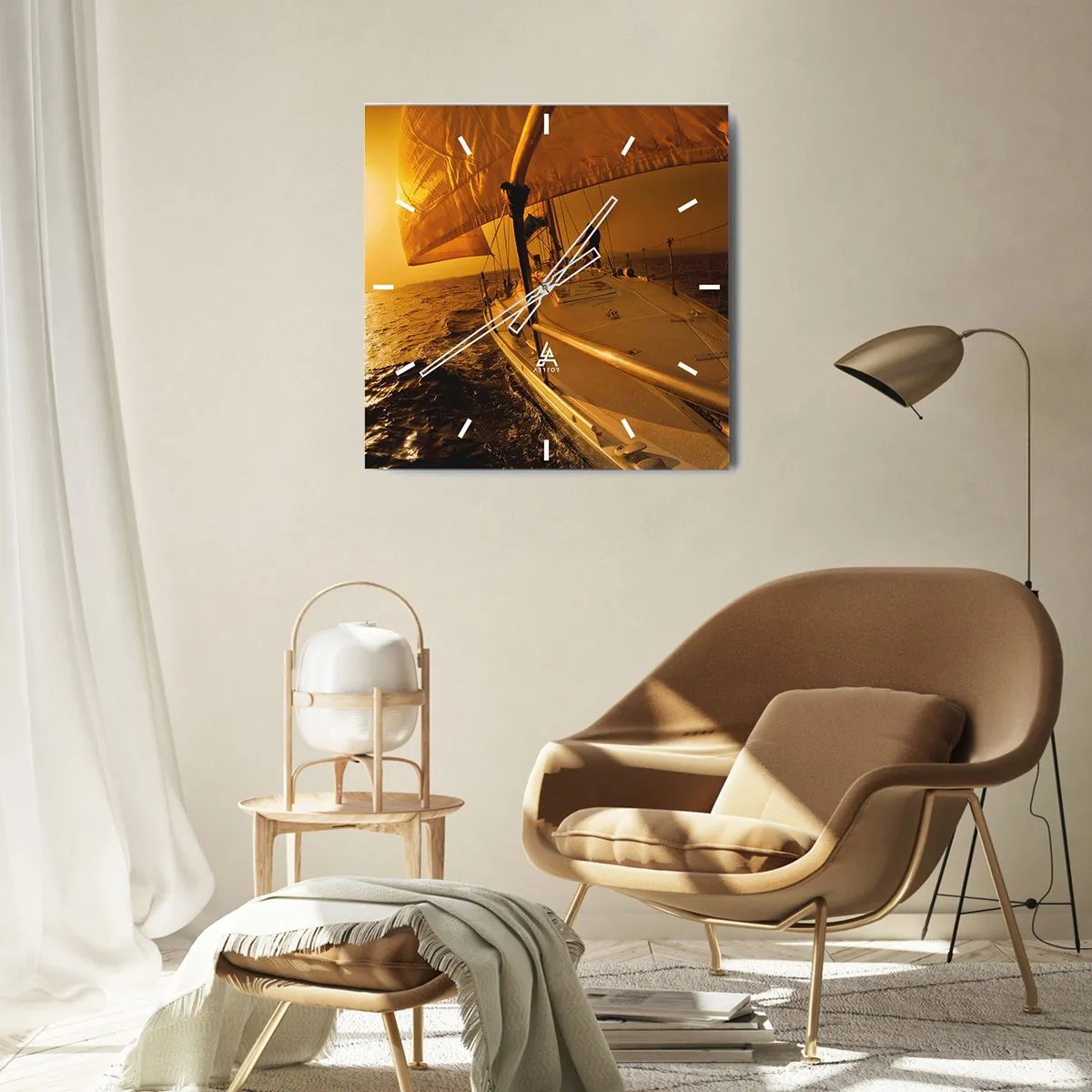 Orologio da parete - Orologio in Vetro - Serata dorata dopo un giorno multicolore - 40x40 cm