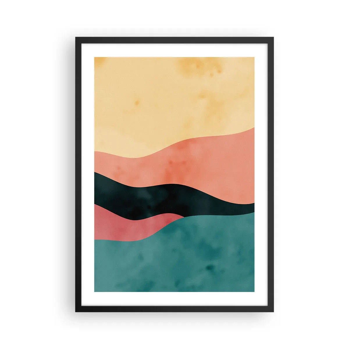 Poster in cornice nera - Onde astratte colorate in tonalità pastello - 50x70cm - Difformità conforme - Decorazione murale moderna per soggiorno e camera da letto ARTTOR