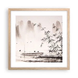 Poster in cornice rovere chiaro - Il silenzio dei campi di riso - 40x40 cm