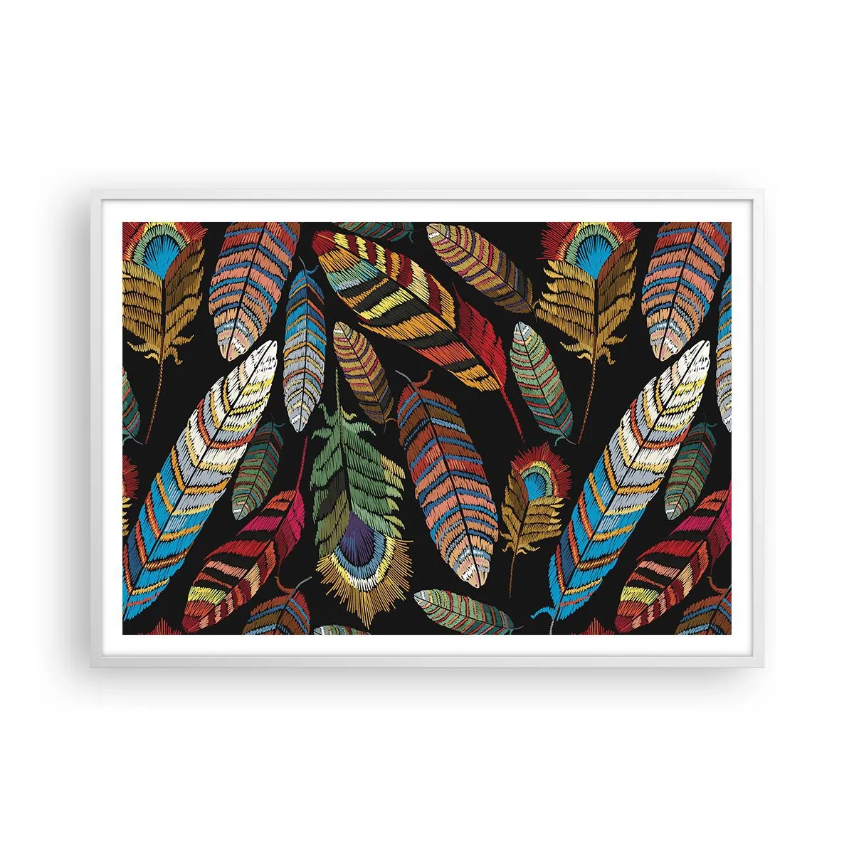 Poster in cornice bianca - Il carnevale degli uccelli - 100x70 cm