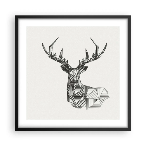 Poster in cornice nera - Cervo in stile cubista - 50x50 cm
