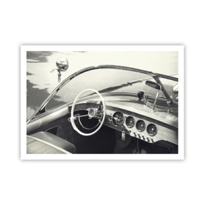 Poster - Interni di auto d'epoca in stile monocromatico - 100x70cm - Il ricco e il povero - Decorazione murale moderna per soggiorno e camera da letto ARTTOR