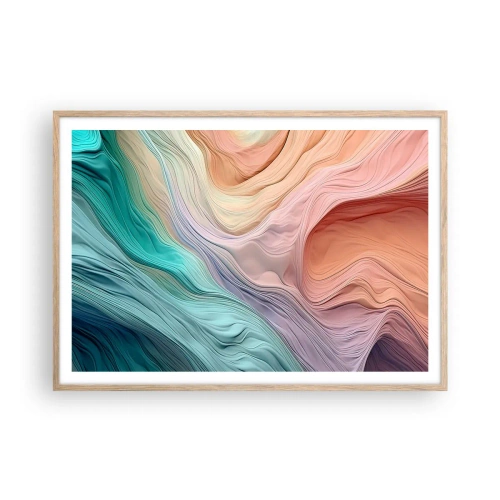 Poster in cornice rovere chiaro - Onda arcobaleno - 100x70 cm