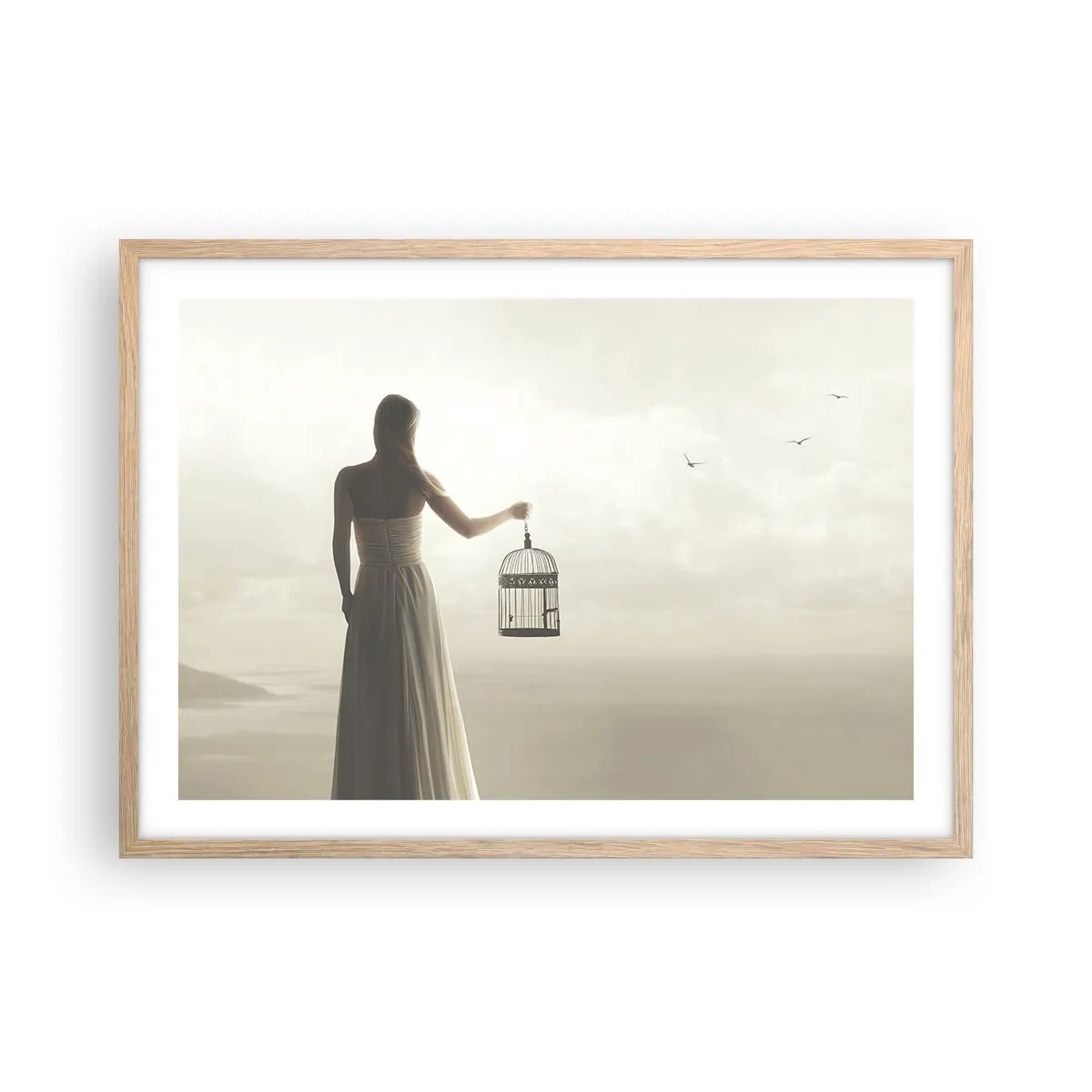 Poster in cornice rovere chiaro - Sii libera - 70x50 cm