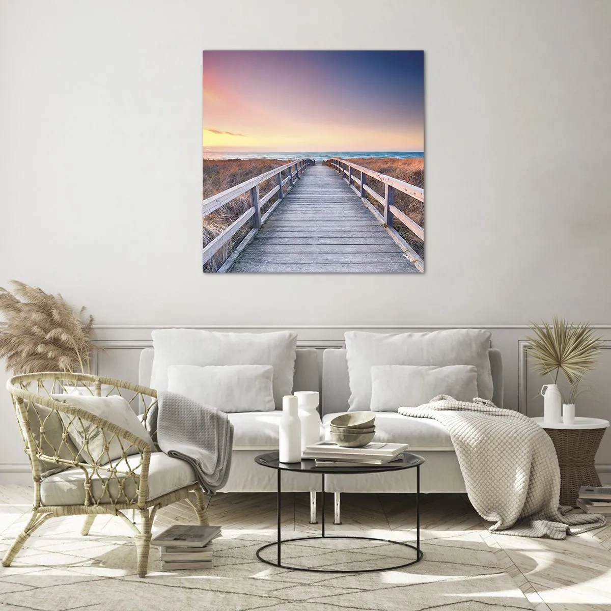 Quadro su vetro - Aurora serale baltica - 40x40 cm