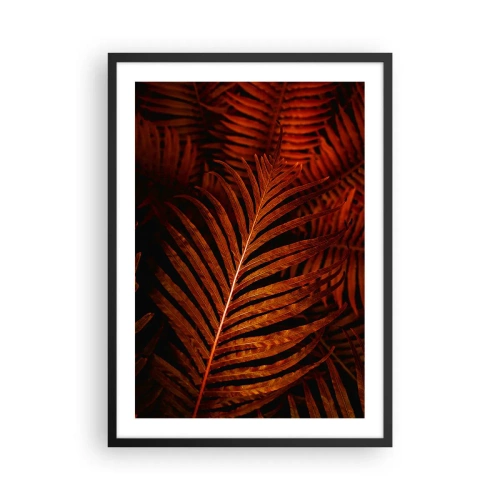 Poster in cornice nera - Foglie di palma rosse in illuminazione artistica - 50x70cm - Il calore della vita - Decorazione murale moderna per soggiorno e camera da letto ARTTOR
