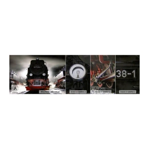 Campione di Fotomurale Premium Canvas - Ansima, sbuffa e soffia - Locomotiva a vapore, Stazione ferroviaria, Settore automobilistico - 100x30 cm