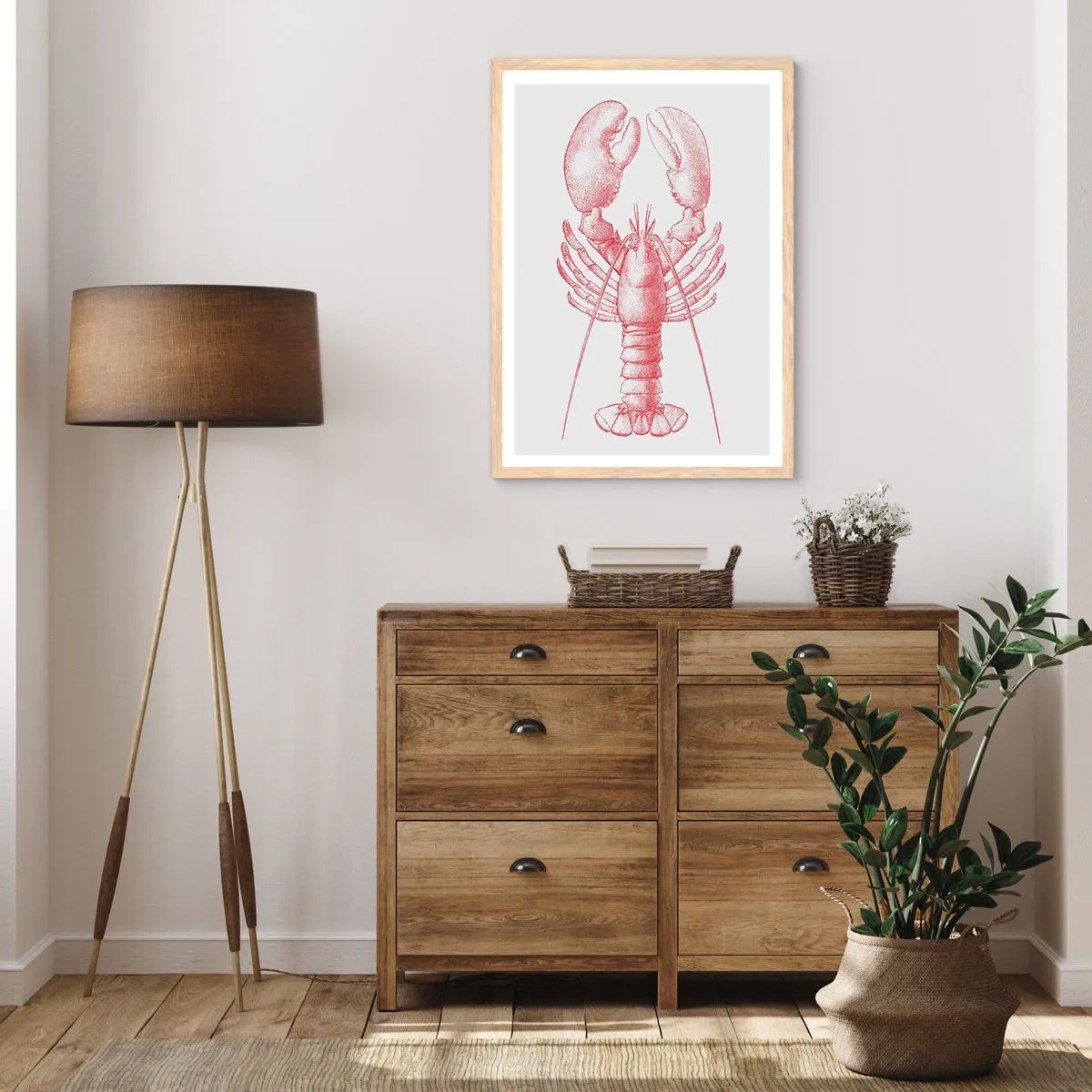 Poster in cornice rovere chiaro - Aragosta d'agosto - 61x91 cm