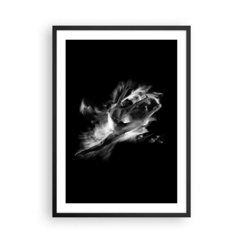 Poster in cornice nera - Una ballerina in movimento dinamico su uno sfondo nero - 50x70cm - Fermo in volo - Decorazione murale moderna per soggiorno e camera da letto ARTTOR