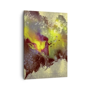 Quadro su tela - Stampe su Tela - Silhouette artistica di una donna con la natura sullo sfondo - 50x70cm - Madre Natura - Decorazione murale moderna per soggiorno e camera da letto ARTTOR