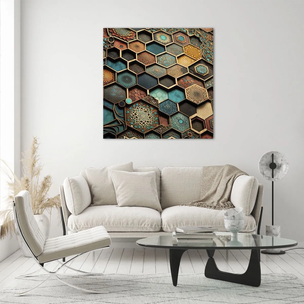 Quadro su vetro - Decorazioni arabe: variazione - 60x60 cm