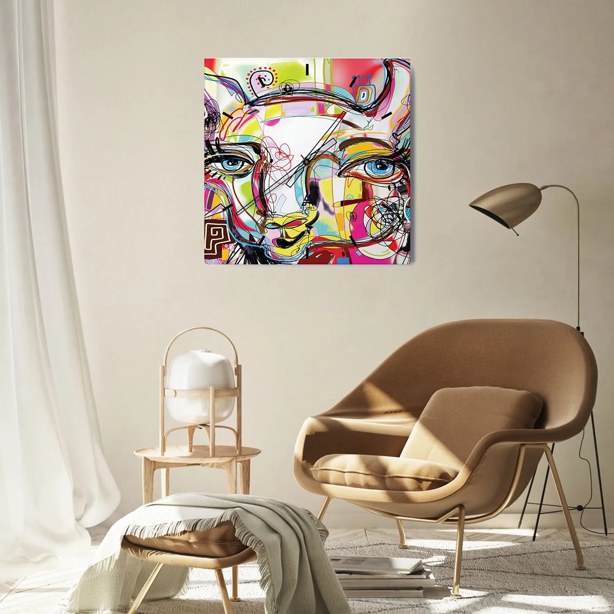 Orologio da parete - Orologio in Vetro - La ricchezza della natura felina - 30x30 cm