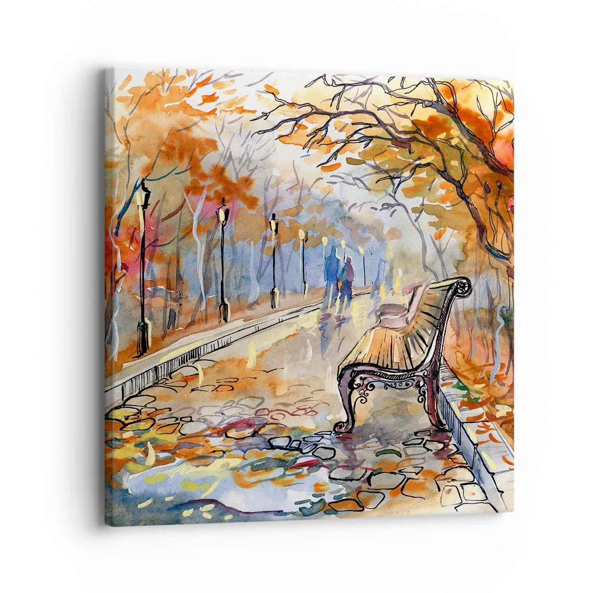 Quadro su tela - Stampe su Tela - Passeggiando insieme l'autunno - 30x30 cm