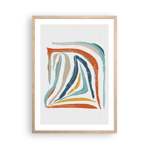 Poster in cornice rovere chiaro - Astrazione piacevolmente sorridente - 50x70 cm