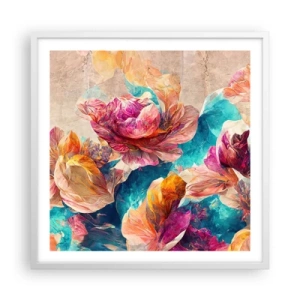 Poster in cornice bianca - Lo splendore colorato del bouquet - 60x60 cm
