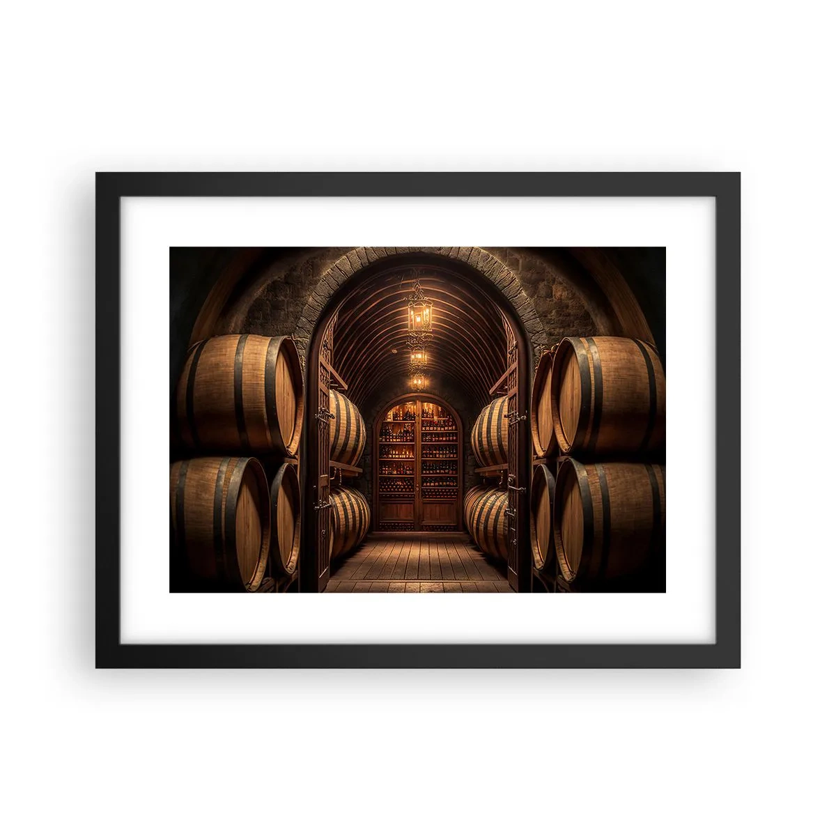 Poster in cornice nera - L'atmosfera della cantina - 40x30 cm
